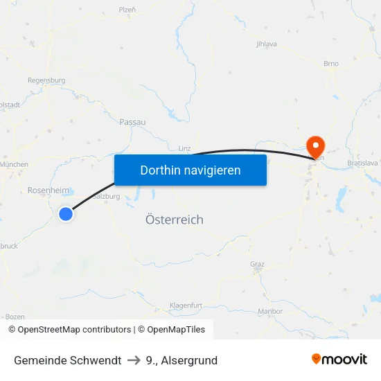 Gemeinde Schwendt to 9., Alsergrund map