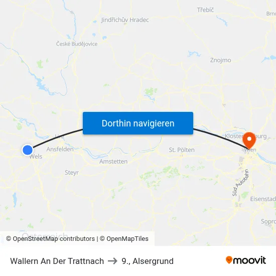 Wallern An Der Trattnach to 9., Alsergrund map