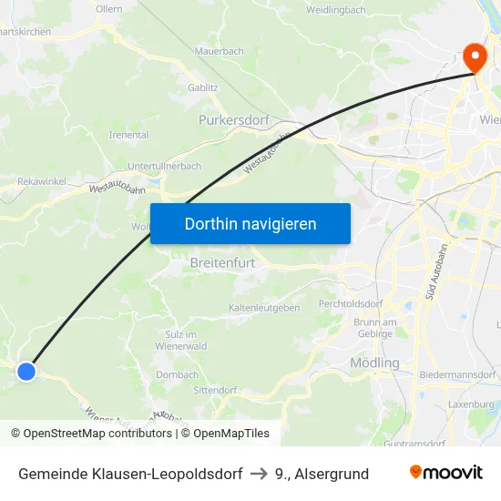 Gemeinde Klausen-Leopoldsdorf to 9., Alsergrund map