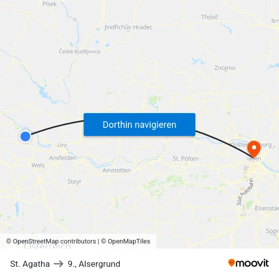 St. Agatha to 9., Alsergrund map