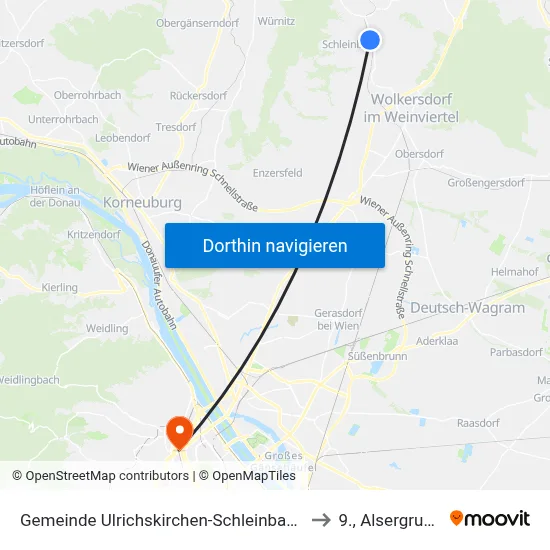Gemeinde Ulrichskirchen-Schleinbach to 9., Alsergrund map