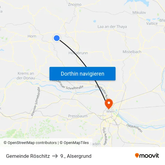 Gemeinde Röschitz to 9., Alsergrund map