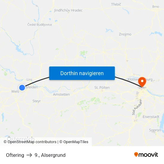 Oftering to 9., Alsergrund map