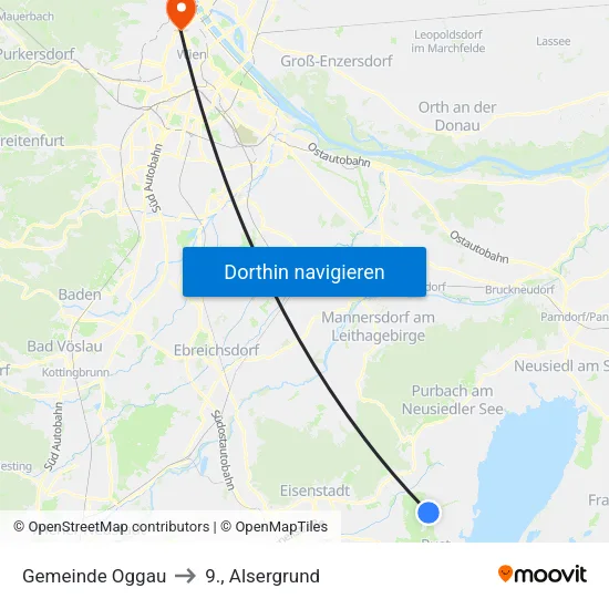 Gemeinde Oggau to 9., Alsergrund map