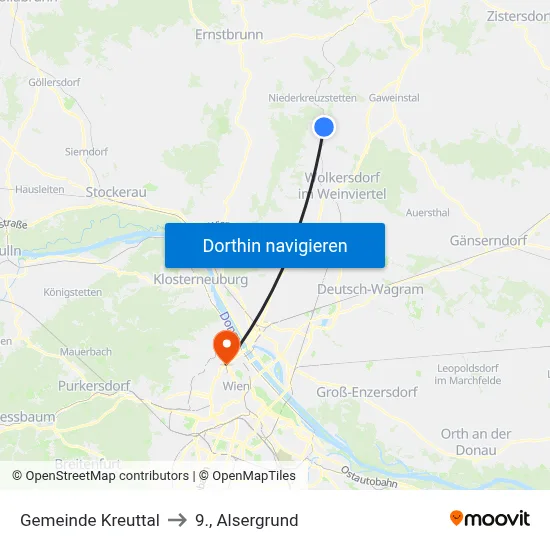 Gemeinde Kreuttal to 9., Alsergrund map