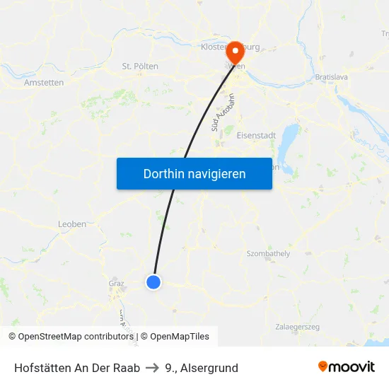 Hofstätten An Der Raab to 9., Alsergrund map