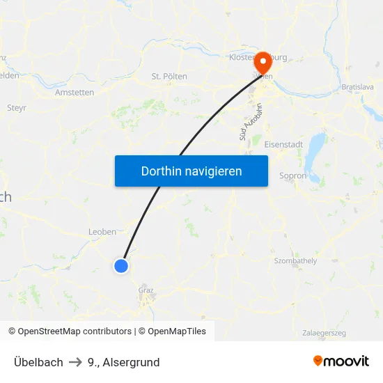 Übelbach to 9., Alsergrund map