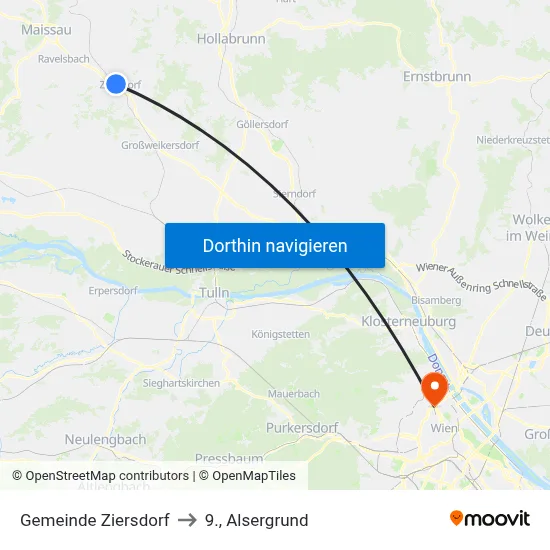 Gemeinde Ziersdorf to 9., Alsergrund map