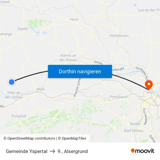 Gemeinde Yspertal to 9., Alsergrund map