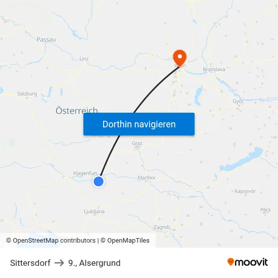 Sittersdorf to 9., Alsergrund map