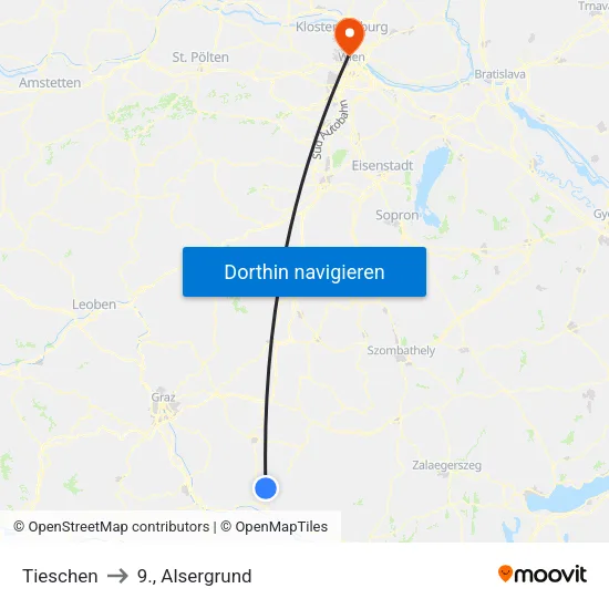 Tieschen to 9., Alsergrund map