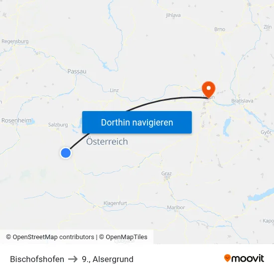 Bischofshofen to 9., Alsergrund map