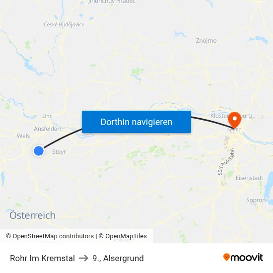 Rohr Im Kremstal to 9., Alsergrund map
