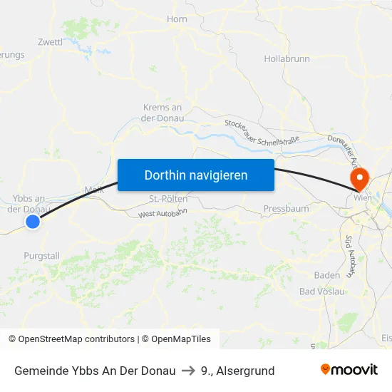 Gemeinde Ybbs An Der Donau to 9., Alsergrund map