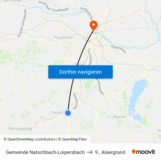Gemeinde Natschbach-Loipersbach to 9., Alsergrund map