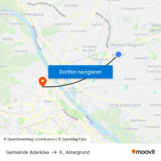 Gemeinde Aderklaa to 9., Alsergrund map