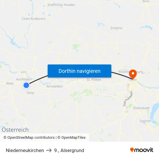 Niederneukirchen to 9., Alsergrund map