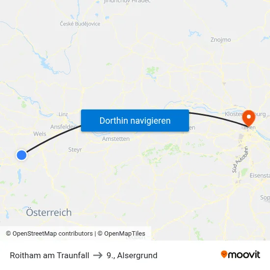 Roitham am Traunfall to 9., Alsergrund map