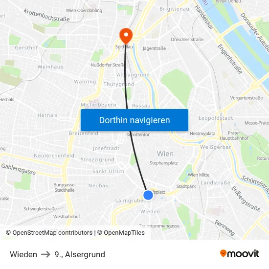 Wieden to 9., Alsergrund map