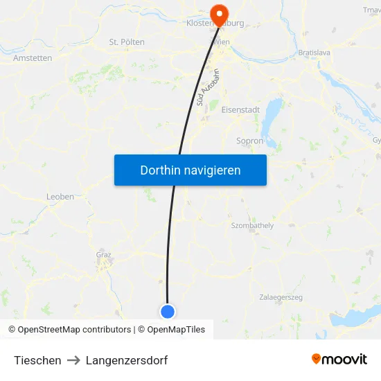 Tieschen to Langenzersdorf map