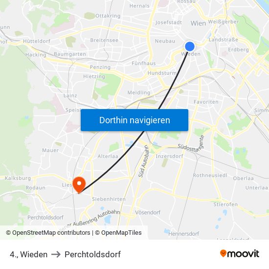 4., Wieden to Perchtoldsdorf map