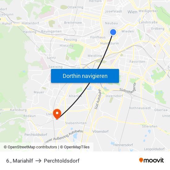 6., Mariahilf to Perchtoldsdorf map