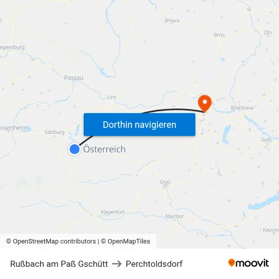Rußbach am Paß Gschütt to Perchtoldsdorf map