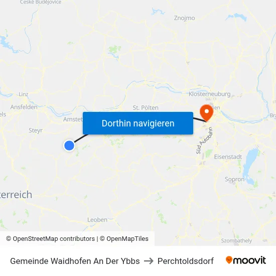 Gemeinde Waidhofen An Der Ybbs to Perchtoldsdorf map