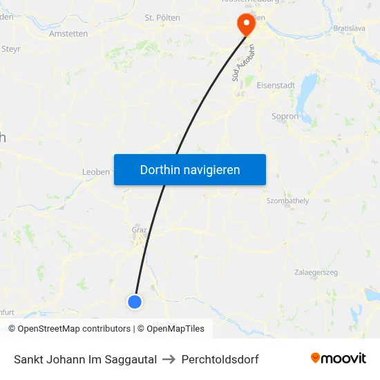 Sankt Johann Im Saggautal to Perchtoldsdorf map
