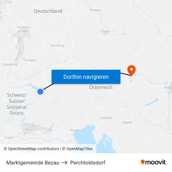 Marktgemeinde Bezau to Perchtoldsdorf map