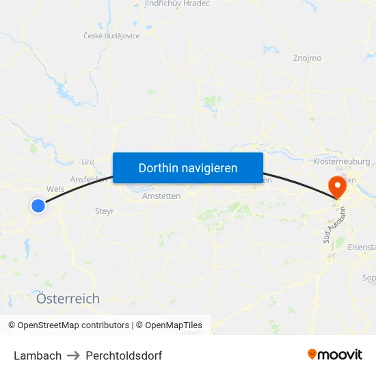 Lambach to Perchtoldsdorf map