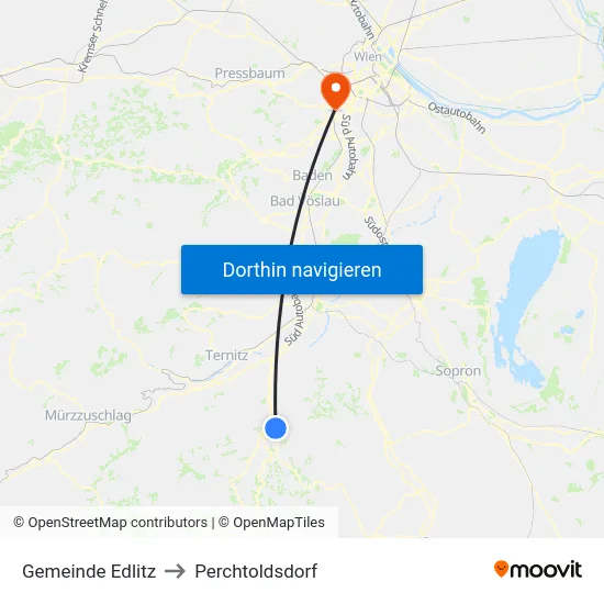 Gemeinde Edlitz to Perchtoldsdorf map