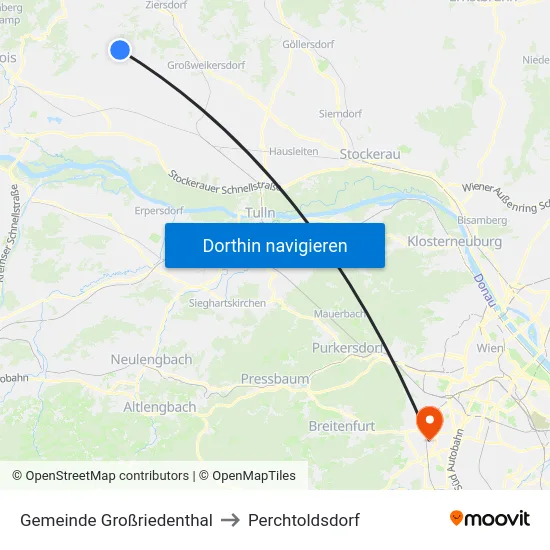 Gemeinde Großriedenthal to Perchtoldsdorf map