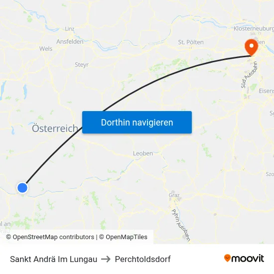 Sankt Andrä Im Lungau to Perchtoldsdorf map