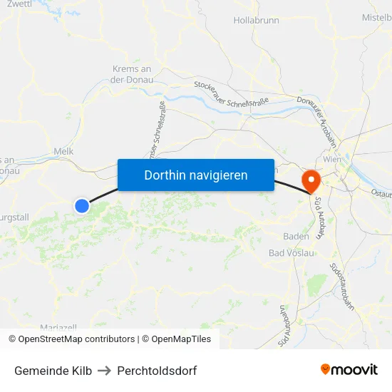 Gemeinde Kilb to Perchtoldsdorf map