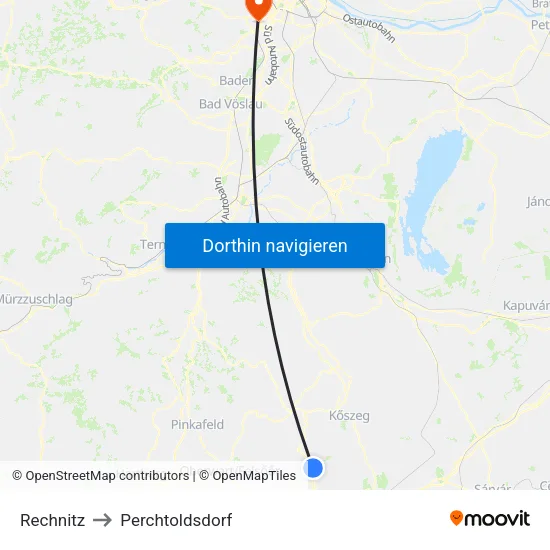 Rechnitz to Perchtoldsdorf map