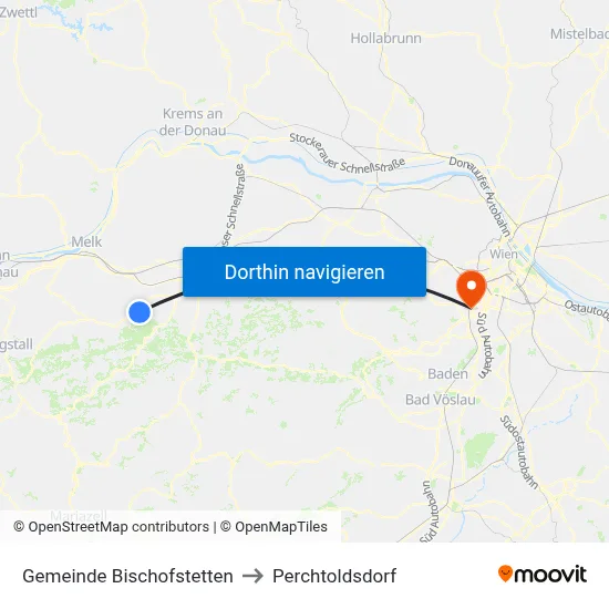 Gemeinde Bischofstetten to Perchtoldsdorf map