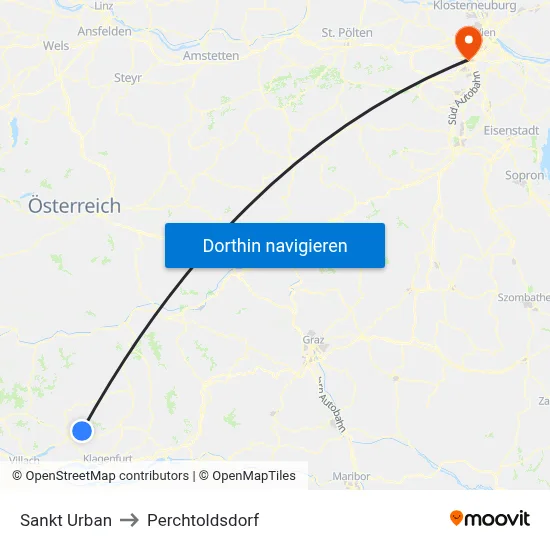 Sankt Urban to Perchtoldsdorf map