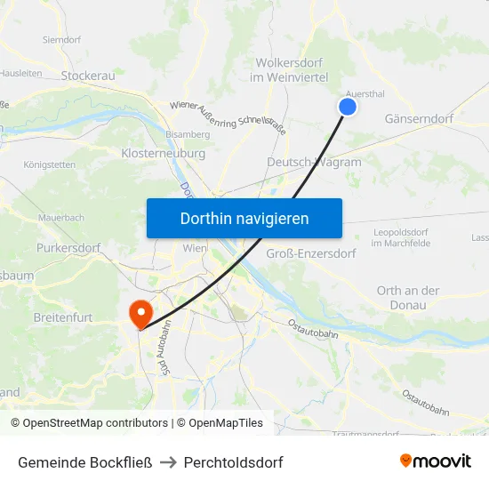 Gemeinde Bockfließ to Perchtoldsdorf map