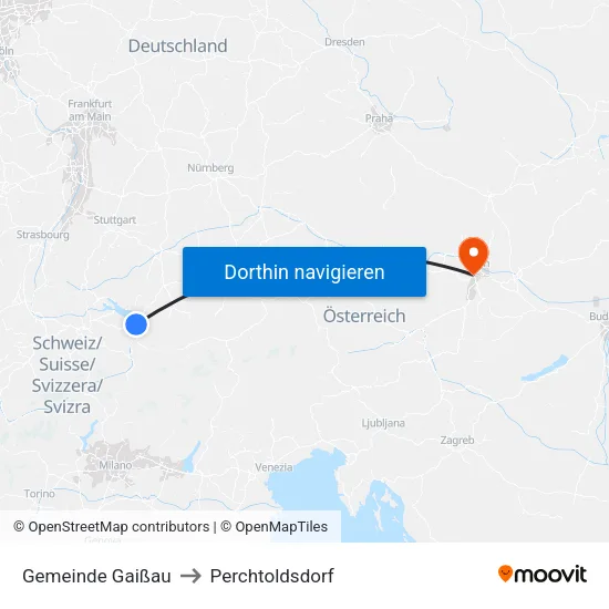 Gemeinde Gaißau to Perchtoldsdorf map