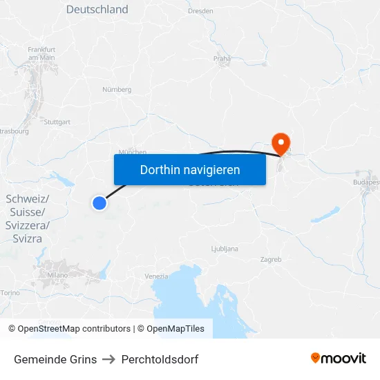Gemeinde Grins to Perchtoldsdorf map