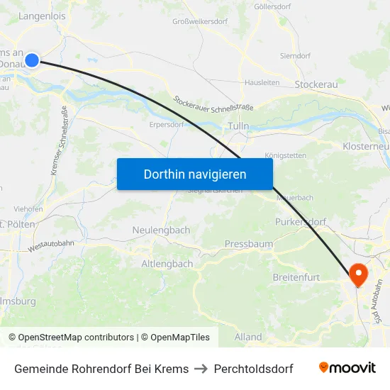 Gemeinde Rohrendorf Bei Krems to Perchtoldsdorf map
