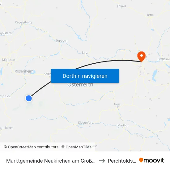 Marktgemeinde Neukirchen am Großvenediger to Perchtoldsdorf map