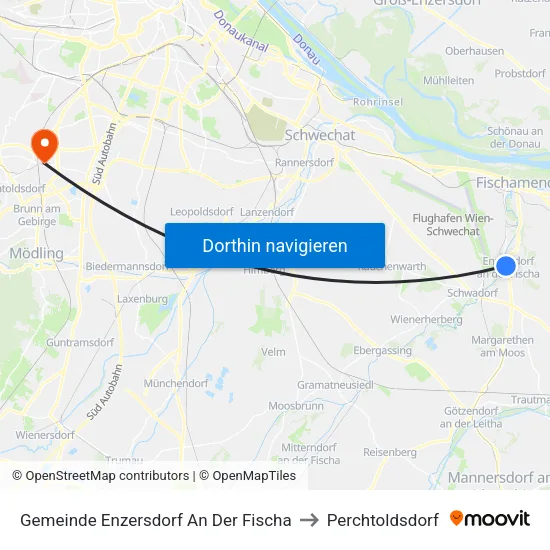 Gemeinde Enzersdorf An Der Fischa to Perchtoldsdorf map
