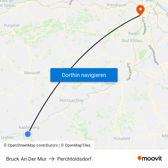 Bruck An Der Mur to Perchtoldsdorf map