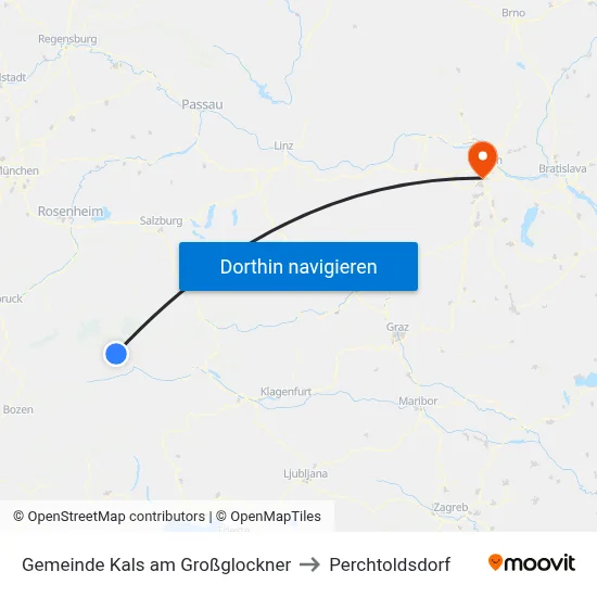 Gemeinde Kals am Großglockner to Perchtoldsdorf map