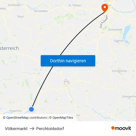 Völkermarkt to Perchtoldsdorf map