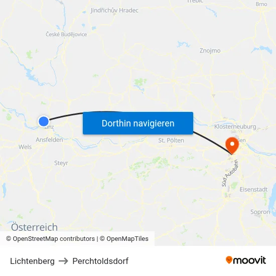 Lichtenberg to Perchtoldsdorf map