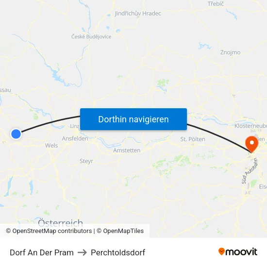 Dorf An Der Pram to Perchtoldsdorf map
