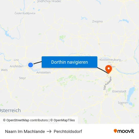 Naarn Im Machlande to Perchtoldsdorf map